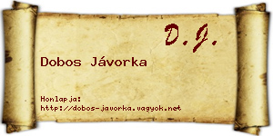 Dobos Jávorka névjegykártya